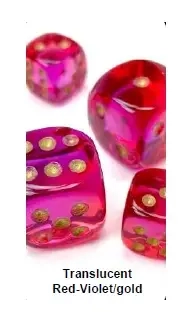 Gemini 16mm d6 Translucent Red-Violet/gold Dice Block (12 dice)