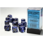 16mm d6 with pips Dice Blocks (12 Dice) - Scarab Royal Blue w/gold