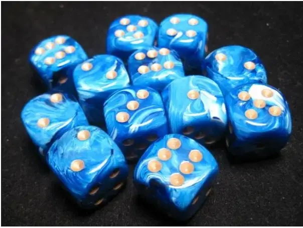 Dice Sets Blue/Gold Vortex 16mm d6 (12)