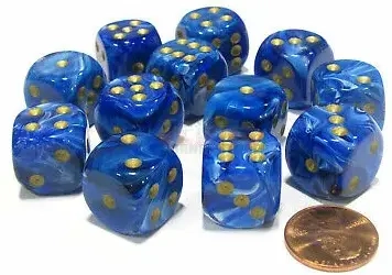 Dice Sets Blue/Gold Vortex 16mm d6 (12)