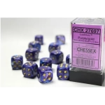 16mm d6 with pips Dice Blocks (12 Dice) - Lustrous Purple w/gold