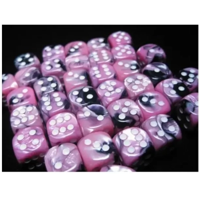 Gemini 12mm d6 Dice Blocks with pips Dice Blocks (36 Dice) - Black-Pink w/white