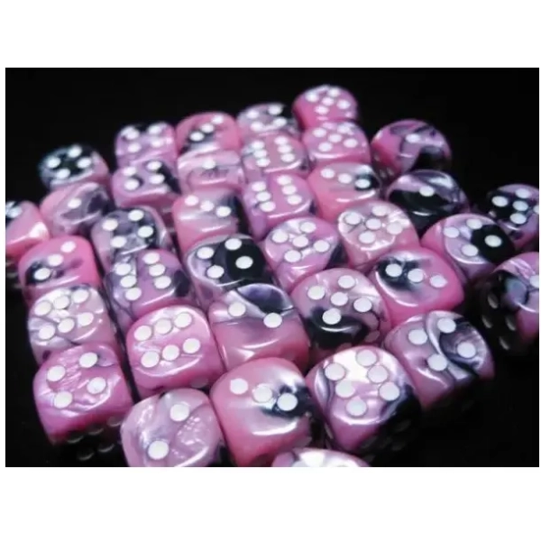 Gemini 12mm d6 Dice Blocks with pips Dice Blocks (36 Dice) - Black-Pink w/white