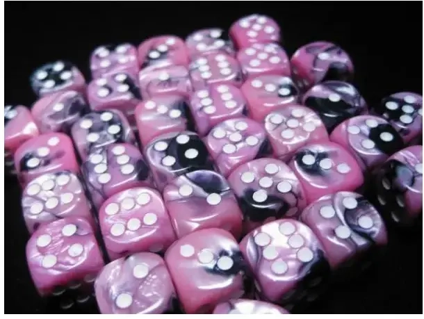 Gemini 12mm d6 Dice Blocks with pips Dice Blocks (36 Dice) - Black-Pink w/white