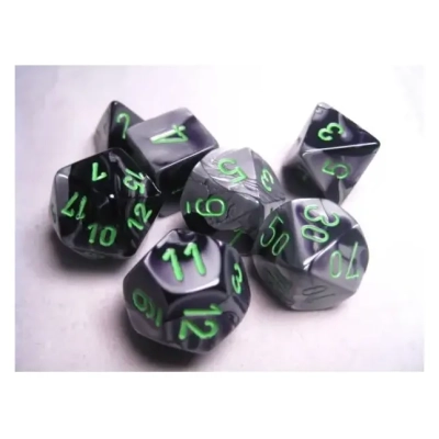 Dice Sets Gemini 5 Black-Grey/Green Polyhedral 7-Die Set