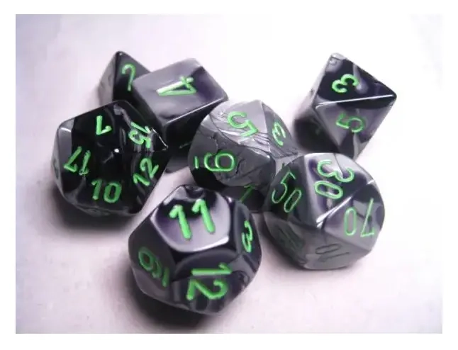 Dice Sets Gemini 5 Black-Grey/Green Polyhedral 7-Die Set