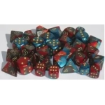 Gemini 16mm d6 with pips Dice Blocks (12 Dice) - Red-Teal with gold