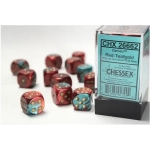 Gemini 16mm d6 with pips Dice Blocks (12 Dice) - Red-Teal with gold