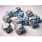 Dice Sets Gemini 6 16mm d6 Steel-Teal/White (12)