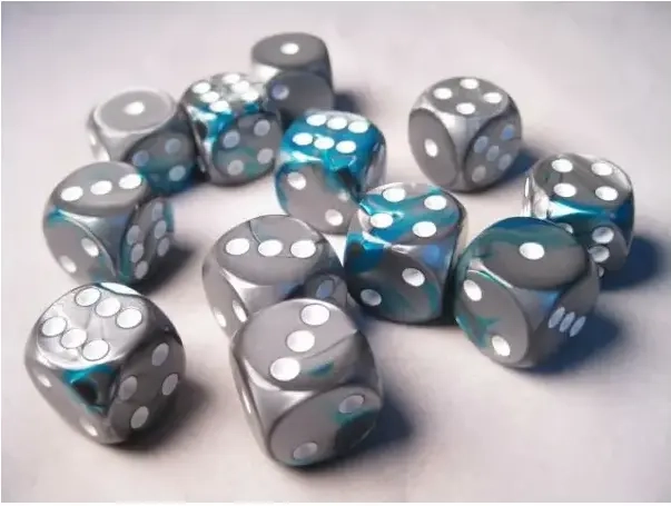 Dice Sets Gemini 6 16mm d6 Steel-Teal/White (12)