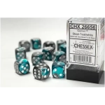 Dice Sets Gemini 6 16mm d6 Steel-Teal/White (12)