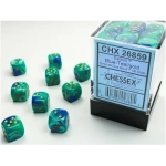 Gemini 12mm d6 Dice Blocks with pips Dice Blocks (36 Dice) - Blue-Teal w/gold