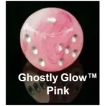 16mm d6 with pips Dice Blocks (12 Dice) - Ghostly Glow Pink/silver