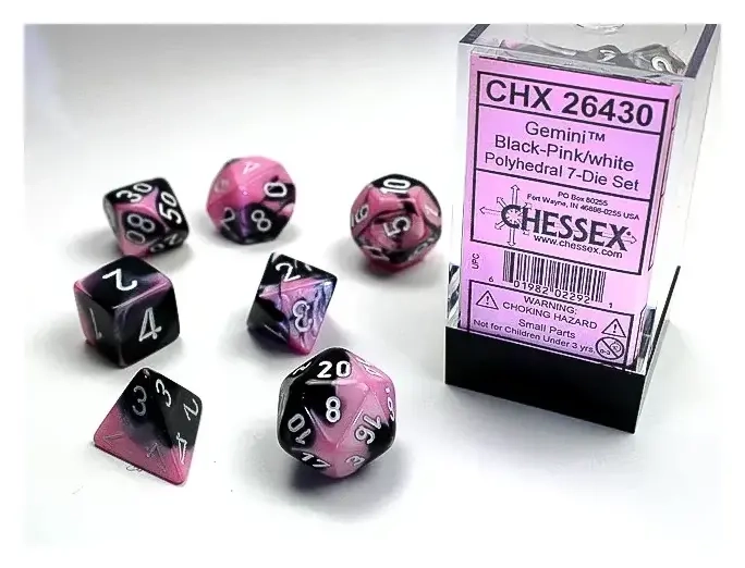 Dice Sets Black-Pink/White Gemini Polyhedral 7-Die Set