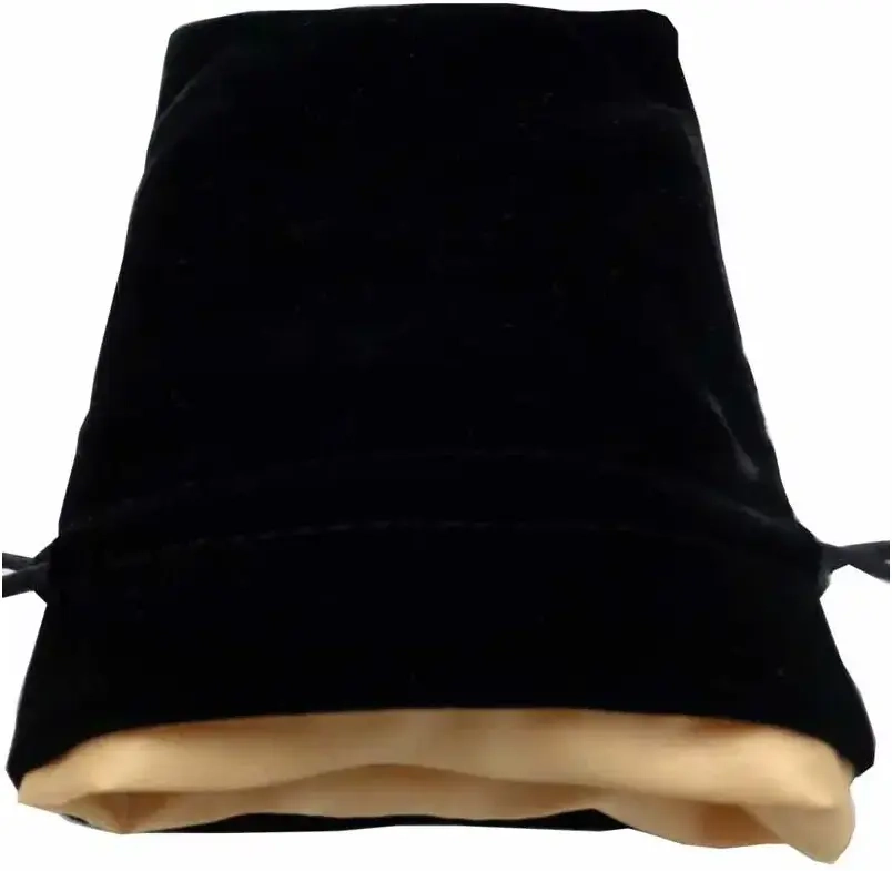 Dice Bags Black Velvet Dice Bag with Gold Satin Lining 4x6