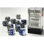 Gemini 16mm d6 with pips Dice Blocks (12 Dice) - Blue-Steel w/white