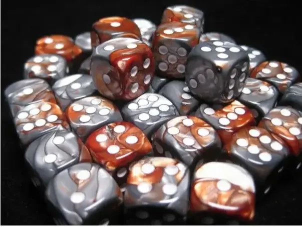 Dice Sets Copper-Steel/White Gemini 12mm d6 (36)