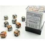 Dice Sets Copper-Steel/White Gemini 12mm d6 (36)