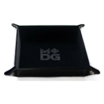 Velvet Folding Dice Tray 10x10 Black with Leather Backing