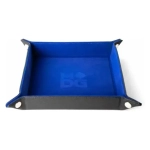 Velvet Folding Dice Tray 10x10 Blue with Leather Backing