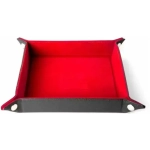 Velvet Folding Dice Tray 10x10 Red with Leather Backing