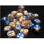 Gemini 12mm d6 Dice Blocks with pips Dice Blocks (36 Dice) - Blue-Gold w/white