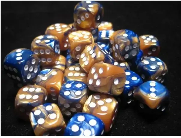 Gemini 12mm d6 Dice Blocks with pips Dice Blocks (36 Dice) - Blue-Gold w/white