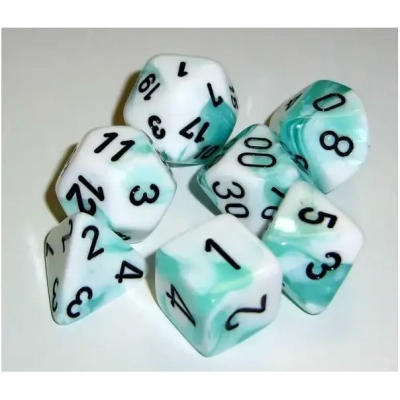 Dice Sets Gemini 4 Poly White Teal/black Polyhedral 7-Die Set