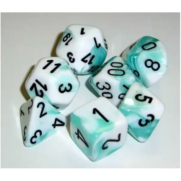 Dice Sets Gemini 4 Poly White Teal/black Polyhedral 7-Die Set