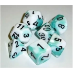 Dice Sets Gemini 4 Poly White Teal/black Polyhedral 7-Die Set