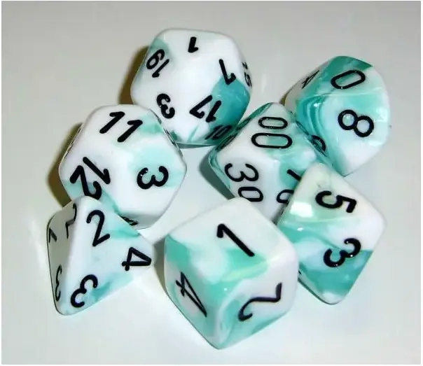 Dice Sets Gemini 4 Poly White Teal/black Polyhedral 7-Die Set