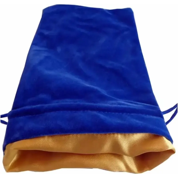 Dice Bag Blue Velvet Dice Bag with Gold Satin Lining 4x6