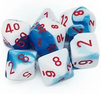 RPG Dice Sets Gemini 7 Astral Blue-White/red Polyhedral 7-Die Set