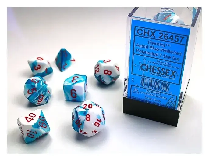 RPG Dice Sets Gemini 7 Astral Blue-White/red Polyhedral 7-Die Set