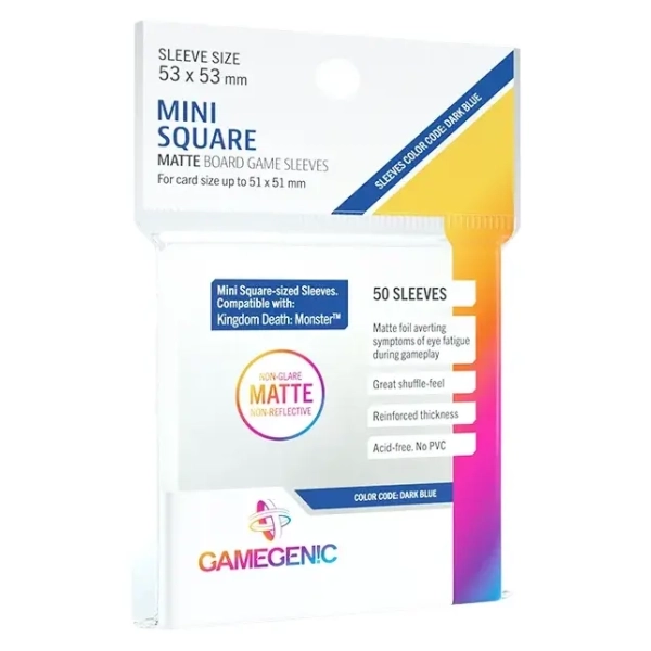 Gamegenic - MATTE Mini Square-Sized Sleeves 53 x 53 mm - Clear (50 Sleeves)