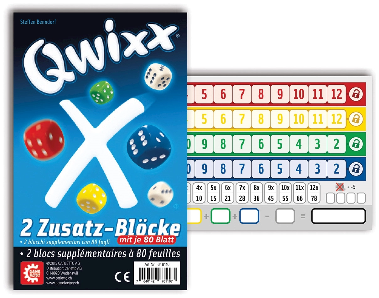 Qwixx - Zusatzblöcke 2x80 Blatt