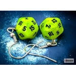 Chessex Hook Earrings Vortex Bright Green Mini-Poly d20 Pair