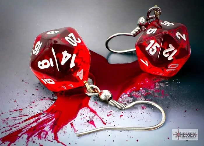 Chessex Hook Earrings Translucent Red Mini-Poly d20 Pair