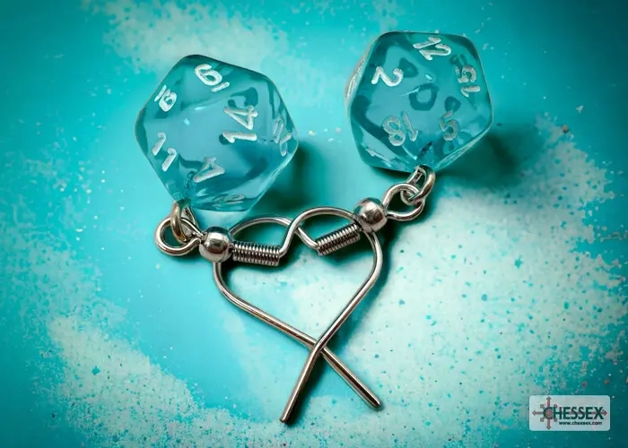 Chessex Hook Earrings Translucent Teal Mini-Poly d20 Pair