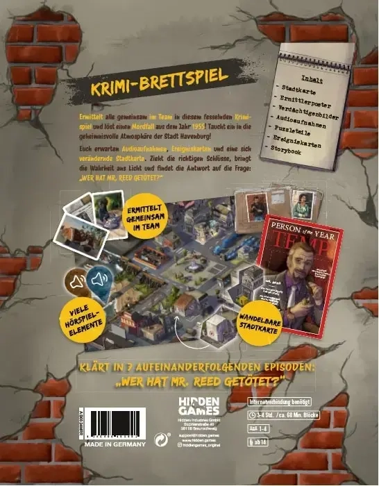 Hidden Games Krimi-Brettspiel: Wer hat Mr. Reed getötet?