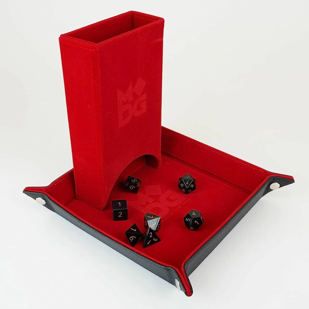 Fold Up Velvet Dice Tower Red