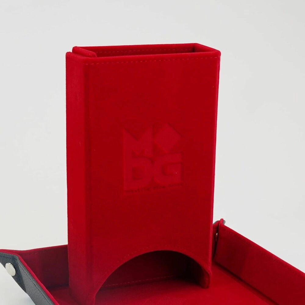 Fold Up Velvet Dice Tower Red