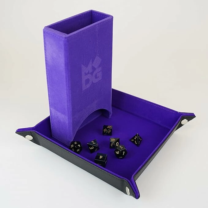 Fold Up Velvet Dice Tower Purple