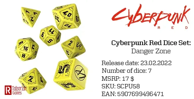 The Cyberpunk RPG Red Dice Set Danger Zone