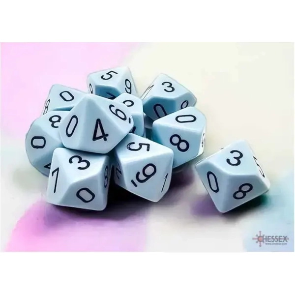 Opaque Pastel Blue/Black D10 Dice Set