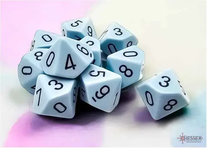 Opaque Pastel Blue/Black D10 Dice Set