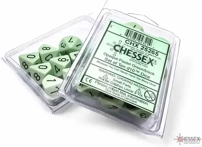 Opaque Pastel Green/Black D10 - Dice Set