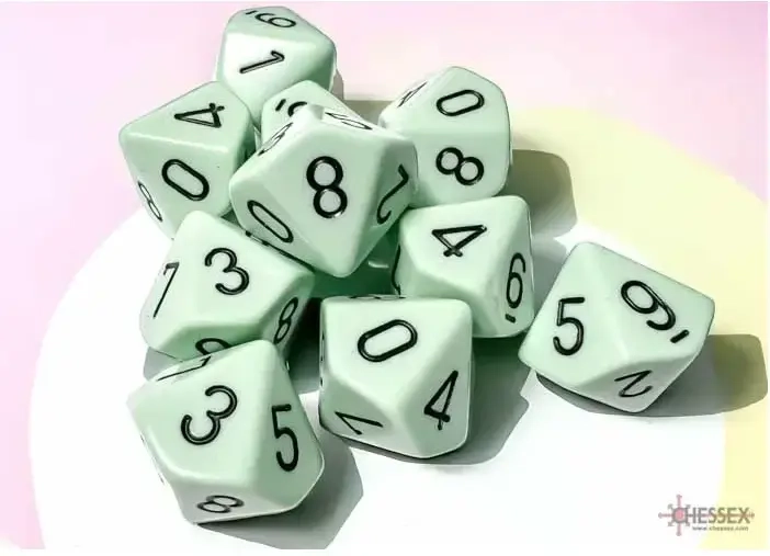 Opaque Pastel Green/Black D10 - Dice Set