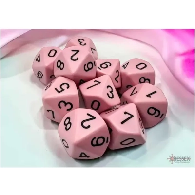 Opaque Pastel Pink/Black D10 - Dice Set