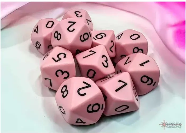 Opaque Pastel Pink/Black D10 - Dice Set